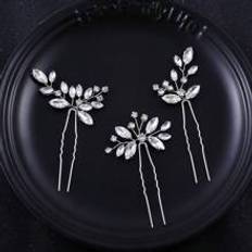 Shein 3pcs Water Drill Hair Pin Set For Bridal Headpiece & Wedding Dress Decoration Elegant Boho