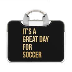 Famgem 17 inch Laptop Sleeve It's A Great Day For Soccer In Gold Carrying Case Bag MacBook Mac Pro Air Dell Acer