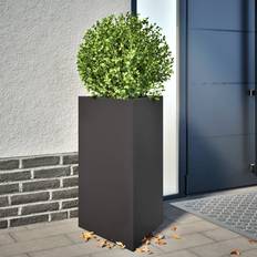 vidaXL Garden Planters 2 Pcs Black Triangular 50x43x75 cm Steel
