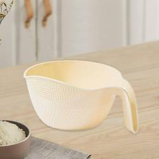 Beige Colanders Loviver Rice Washing Rice Washing Basket Rice Colander