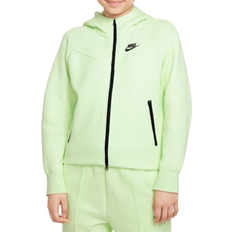 Girls - Green Hoodies Nike Big Kid's Sportswear Tech Fleece Full Zip Hoodie - Light Liquid Lime/Black/Black (FD2979-360)