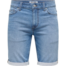 Elastano/Lycra/Spandex - Hombre Shorts Only & Sons Onsply Mid Waist Slim Fit Shorts - Blue Denim