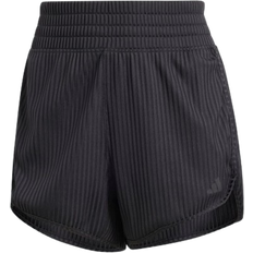 Adidas Pacer All Gym Seasonal Rib High-Rise Tonal 3-Stripes Shorts - Black