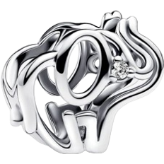 Openwork Elephant Charm - Silver/Transparent