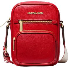 Red Handbags Michael Kors Jet Set Medium Leather Crossbody Bag - Bright Red