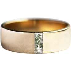 Capucinne Aiden Baguette Wedding Band - Gold/Agate