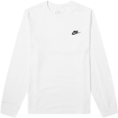 L - Men T-shirts Nike Men's Sportswear Club Long-Sleeve T-shirt - White/Black