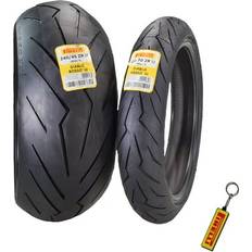 Pirelli Motorcycle Tires Pirelli Depot Diablo Rosso III 120/70ZR17 Front & 240/45 ZR17 Rear Tire with Keychain