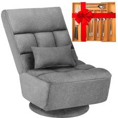 Gaming Chairs Greenvelly Folding Floor Gaming Chair with Lumbar Pillow, Floor Comfy Chair 5 Positions Adjustable Floor Lounge Chair Lazy Sofa with Comfortable Soft Cushion Bedroom Sofa for Adults,Teens Kids, Grey