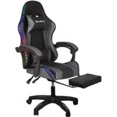 Groundlevel Premium LED Gaming Chair with Footrest Grey One Size