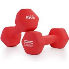 Core Balance Neoprene Hex Dumbbells Set Of 2 Cast Iron Hexagonal Hand Weights 6kg