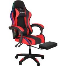 Groundlevel Premium LED Gaming Chair with Footrest Red One Size
