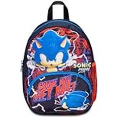 Sonic Ryggsäckar Sonic Liten dagis ryggsäck, blå röd sidofickor, vattenflaskhållare, framficka, dagis ryggsäck för barn barn skolryggsäck, Flerfärgad, dagis ryggsäck