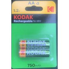 Kodak 2x aa, 1.2v nickel metal ni-mh rechargeable batteries 750mah capacity