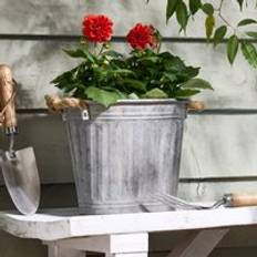 Dibor Traditional Medium Ribbed Metal Flower Plant Pot Garden Planter