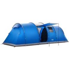 Trail Large Tunnel Tent 6 Man 2 Bedroom Family Camping Waterproof Sewn In Groundsheet Blue One Size