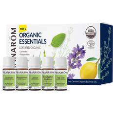 Pranarom Top 5 Essential Oil Kit 5-Pack of 5ml Lavender, Peppermint, Tea Tree, Eucalyptus, and Lemongrass 100% Pure Essential Oil USDA and ECOCERT Certified Organic