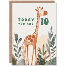 Green Cards & Invitations ARTERY8 10th Birthday Card Cute Fun Giraffe Today You Are Age 10 Year Old Child For Son Daughter Girl Boy Happy Card Green One Size