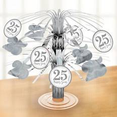 Silver Table Decorations Amscan Silver wedding table centrepiece party decoration 25th anniversary table decor