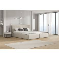 Beige Bed Frames Polsterbett Doppelbett 180x200cm Stoff Magic Bettrahmen