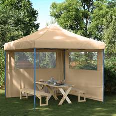 Beige Paviljonger vidaXL Pop-Up hopfällbart partytält 2 sidoväggar beige