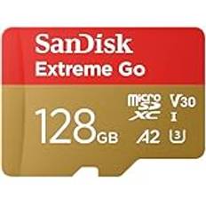 SanDisk 128GB Extreme Go micro SDXC kort SD adapter För Android-enheter, bärbara datorer och handhållna spelkonsoler UHS-I, upp till 200 MB/s, V30, 5K, 4K, UHD, Rescue PRO, C10, U3 För Amazon