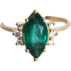 Capucinne Sophia Marquise Ring - Gold/Emerald/Diamonds