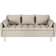 Gaomon Faux Leather Couch Beige Sofa 67.3" 3 Seater
