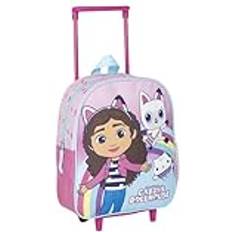 Gabby's Dollhouse Gabby's Dollhouse Trolley Style School Ryggsäck Rosa färg 25 x 10 x 29 cm Bilryggsäck tillverkad av polyester Inkluderar halkfria klackar originalprodukt designad i Spanien, Rosa, Estándar