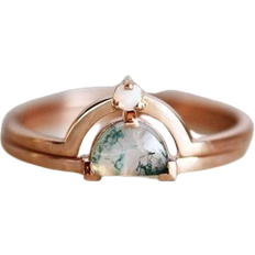 Rose Gold - Solitaire Rings Capucinne Anastasia Ring Set - Rose Gold/Agate