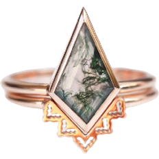 14k - Roségold Ringe Capucinne Lydia Kite Ring Set - Rose Gold/Agate