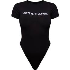 Cotton - Women Bodysuits PrettyLittleThing Logo Short Sleeved Bodysuit - Black