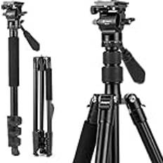 Fotopro 200CM/79inch Video stativ, Aluminium-Reisestativ und Einbeinstativ mit 360 Fluidkopf, professionelles Kamerastativ für DSLR, Laden Sie bis zu 3KG/6.6lbs