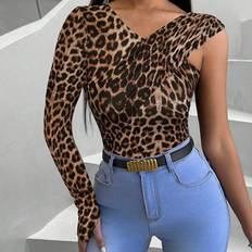 Leopard T-shirts Shein Womens Leopard Print Casual TShirt Suitable For Daily Wear