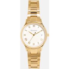 Moretime Klockor Moretime damklocka metallband, guld/vit, 30mm