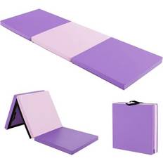 Violett Bodenschutz Costway 180x60x5 cm Weichbodenmatte klappbar, Gymnastikmatte tragbar, Yogamatte, Fitnessmatte