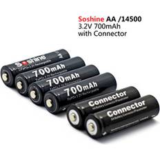 Soshine 4 stk soshine 3.2v 700 mah lifepo 4 batteri aa 14500 batteri pilas oppladbare beskyttet med batterideksel og kontakter