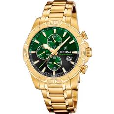 Ure Festina Timeless Chronograph F20705/6 Herre 45 mm Analog Kvarts Mineralglas Black/Green 20 mm
