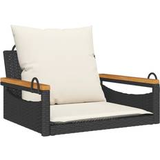 VidaXL Stål Loungesæt vidaXL Gyngebænk Med Hynder 63x62x40 cm Polyrattan Sort Loungesæt