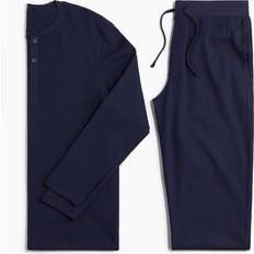 H&M Men Sleepwear H&M Regular Fit Waffled Pajamas Blue