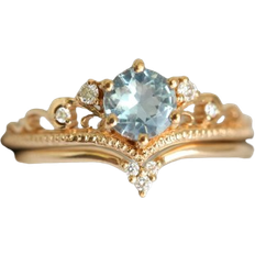 Blue - Engagement Rings Capucinne Bella Engagement Ring - Gold/Diamonds/Aquamarine