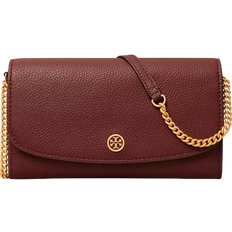 Tory Burch Red Crossbody Bags Tory Burch Robinson Pebbled Chain Wallet - Claret