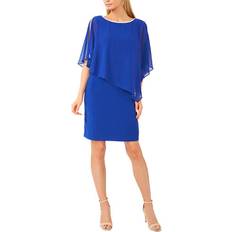 MSK Rhinestone Trim Chiffon Popover Dress - Goddess Blue