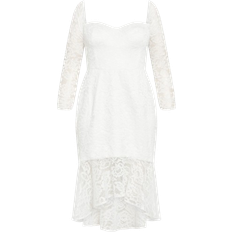 Lace - Midi Dresses City Chic Lace Athena Dress - Ivory