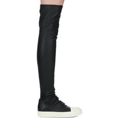 Slip-On - Women High Boots Rick Owens Knee High Stocking Sneaks - Black/Milk