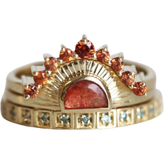 Womens sapphire rings Capucinne Cyra Ring - Gold/Orange/Sapphire/Diamonds