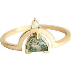 Capucinne Melody Half Moon Ring - Gold/Agate/Opal