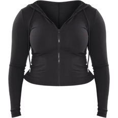 Elastane/Lycra/Spandex - Women Jumpers PrettyLittleThing Shape Sculpted Zip Through Hoodie - Black