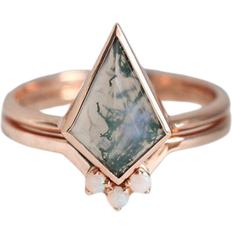 Capucinne Paola Kite Ring Set - Rose Gold/Agate