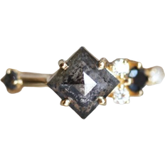 Capucinne Ramona Square Salt & Pepper Cluster Ring - Gold/Diamonds